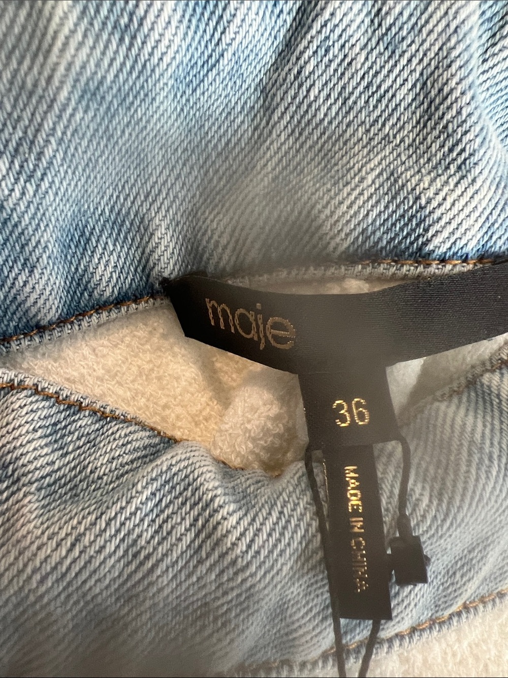 Maje Cream Shorts with Light Blue Trim - Picture 2 of 7